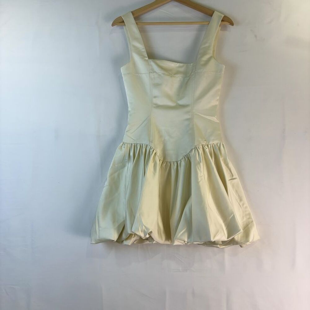 WeWoreWhat Cream Mini Dress with Square Neck